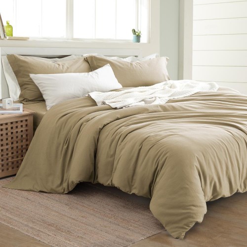 Comforters & Bedspreads| Amrapur Overseas Linen duvet set Natural Multi Reversible King Duvet (Blend with Polyester Fill) - OM56106
