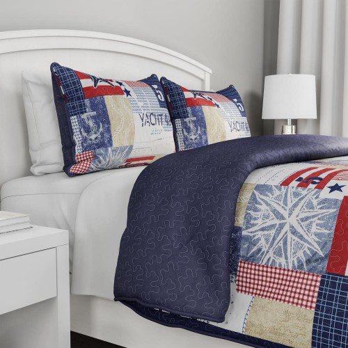 Comforters & Bedspreads| Hastings Home Multi-colored Multi Reversible Twin Extra Long Quilt (Polyester with Polyester Fill) - MN03803