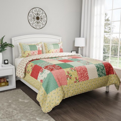 Comforters & Bedspreads| Hastings Home Quilts Floral Reversible Full/Queen Quilt (Polyester with Polyester Fill) - EE15332