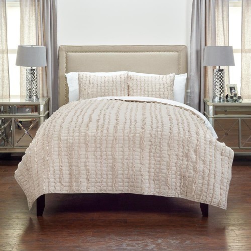 Comforters & Bedspreads| Rizzy Home Annalise Queen Quilt Taupe Geometric Queen Quilt (Cotton with Polyester Fill) - MX79926