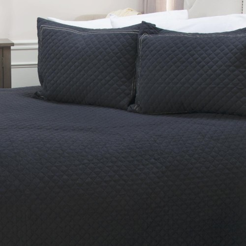 Comforters & Bedspreads| Rizzy Home Breeze on By Indigo King Sham Indigo Solid King Quilt (Cotton with Fill) - VS02754