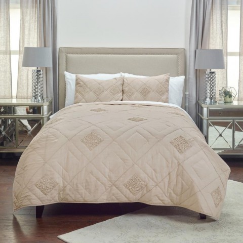 Comforters & Bedspreads| Rizzy Home Eva Queen Quilt Dusty Rose Geometric Queen Quilt (Cotton with Polyester Fill) - JV58198