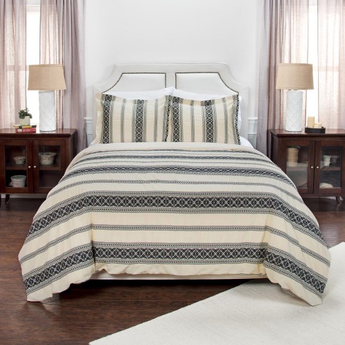 Comforters & Bedspreads| Rizzy Home Knight Queen Duvet Black Geometric Queen Duvet (Cotton with Fill) - GN21905