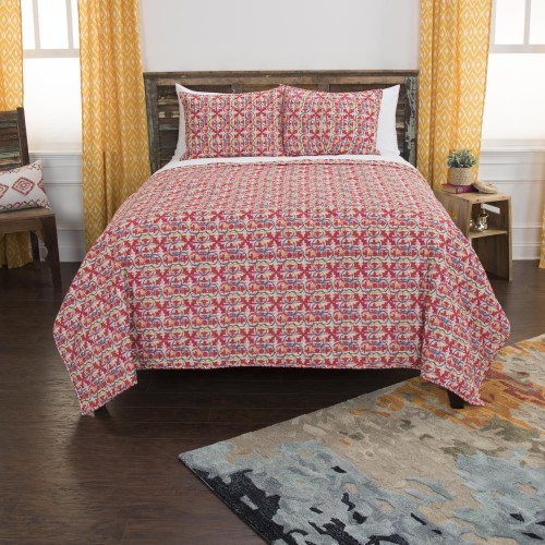 Comforters & Bedspreads| Rizzy Home Lilou Twin XL Quilt Red Geometric Twin/Twin Xl Quilt (Cotton with Polyester Fill) - ND43020