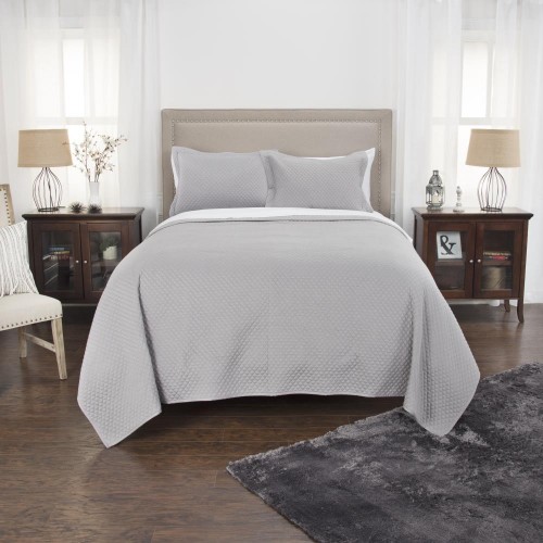 Comforters & Bedspreads| Rizzy Home Lydia Grey King Quilt Gray Solid King Quilt (Cotton with Polyester Fill) - RL79826