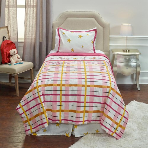 Comforters & Bedspreads| Rizzy Home Punk Rock Animal Plaid Twin Comforter White Plaid Twin Comforter (Cotton with Polyester Fill) - NO65511