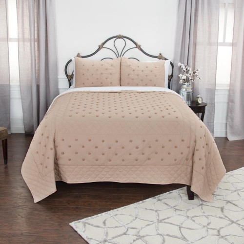 Comforters & Bedspreads| Rizzy Home Vivian Rae King Quilt Taupe Geometric King Quilt (Cotton with Polyester Fill) - HL55493
