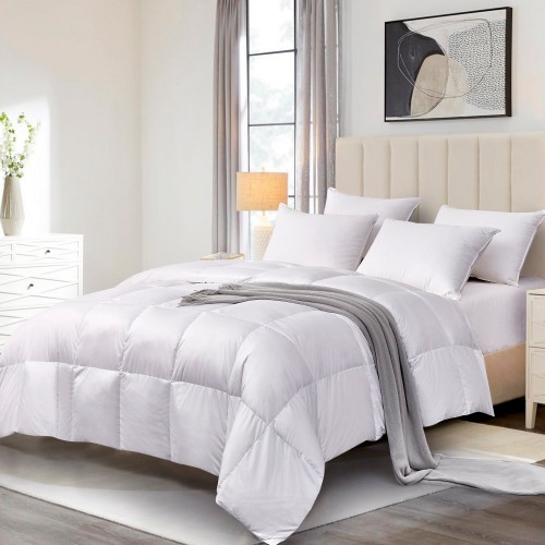 Comforters & Bedspreads| Scott Living White Down Fiber Comforter White Solid Full/Queen Comforter (Cotton with Down Fill) - JT97366