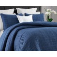Comforters & Bedspreads| Swift Home Enzyme washed crinkle coverlet quilt set Navy Solid Full/Queen Quilt (Microfiber with Fill) - FD32730