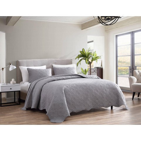 Comforters & Bedspreads| The Nesting Company Ivy 3 Piece Bedspread Set Gray Queen Bedspread (Microfiber with Polyester Fill) - HH79827