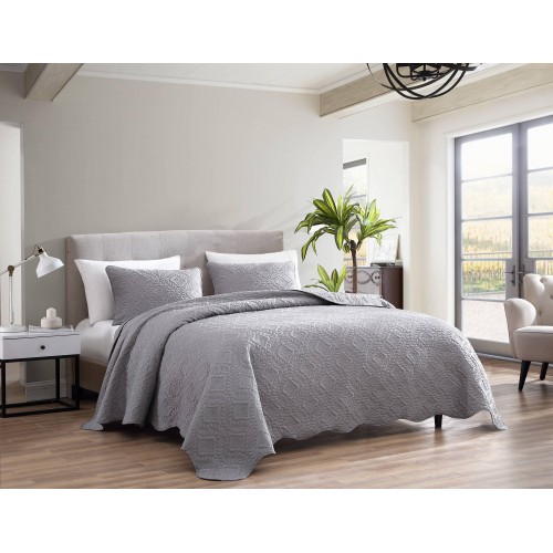 Comforters & Bedspreads| The Nesting Company Ivy 3 Piece Bedspread Set Gray Queen Bedspread (Microfiber with Polyester Fill) - HH79827