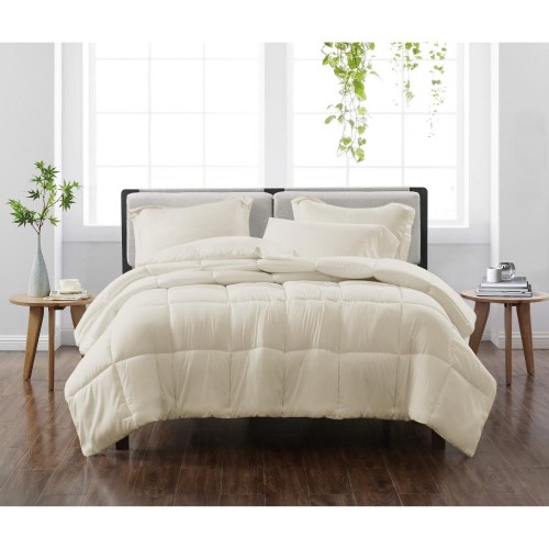 Bedding Sets| Cannon Cannon Heritage Solid 3-Piece Ivory King Comforter Set - EX03647