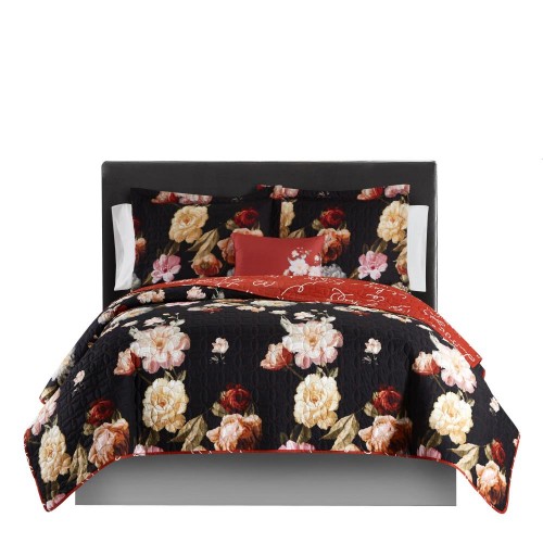 Bedding Sets| Chic Home Design Euphemia 4-Piece Black Queen Quilt Set - KY96664
