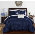 Bedding Sets| Chic Home Design Halpert 10-Piece Navy King Comforter Set - ZG77045
