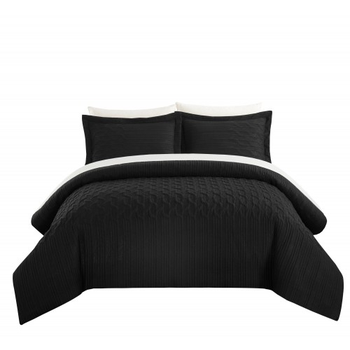 Bedding Sets| Chic Home Design Jazmine 3-Piece Black King Comforter Set - DK12481