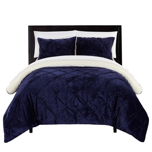 Bedding Sets| Chic Home Design Josepha 3-Piece Navy Queen Comforter Set - FJ84629