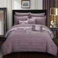 Bedding Sets| Chic Home Design Lea 10-Piece Plum King Comforter Set - SO58472