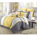 Bedding Sets| Chic Home Design Livingston 8-Piece Yellow Queen Comforter Set - XZ27668