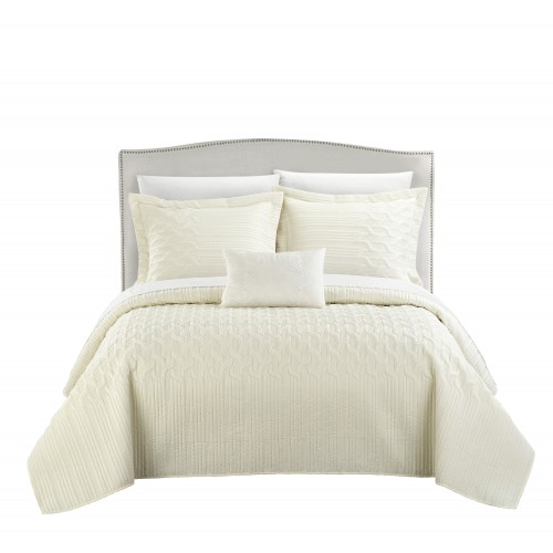 Bedding Sets| Chic Home Design Shalya 8-Piece Beige King Quilt Set - EN55755
