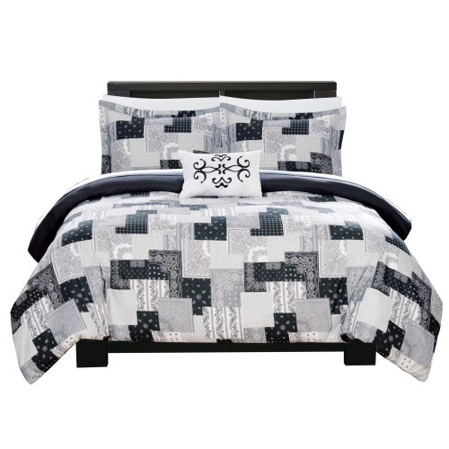 Bedding Sets| Chic Home Design Utopia 8-Piece Black Queen Duvet Cover Set - RZ37783