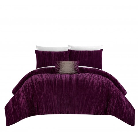 Bedding Sets| Chic Home Design Westmont 8-Piece Plum Queen Comforter Set - YO95568