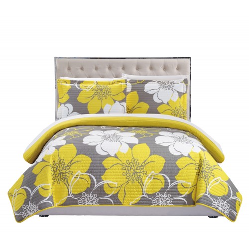 Bedding Sets| Chic Home Design Woodside 3-Piece Yellow King Quilt Set - DO19811