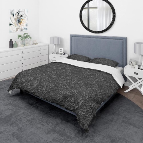 Bedding Sets| Designart 3-Piece Black Twin Duvet Cover Set - GV31938