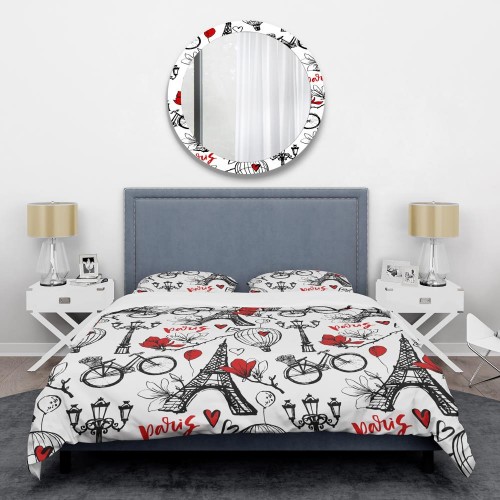 Bedding Sets| Designart 3-Piece Black Twin Duvet Cover Set - RF52871