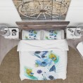 Bedding Sets| Designart 3-Piece Blue Queen Duvet Cover Set - FJ57220