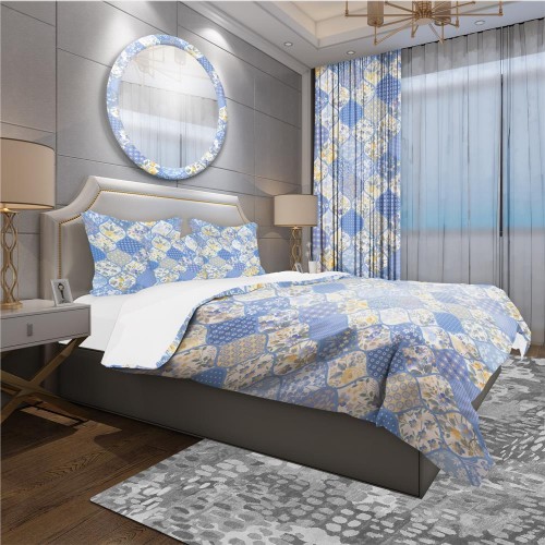 Bedding Sets| Designart 3-Piece Blue Twin Duvet Cover Set - UT84476