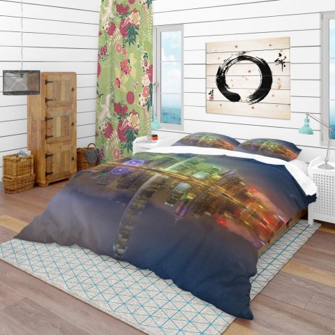 Bedding Sets| Designart 3-Piece Green King Duvet Cover Set - CD15377