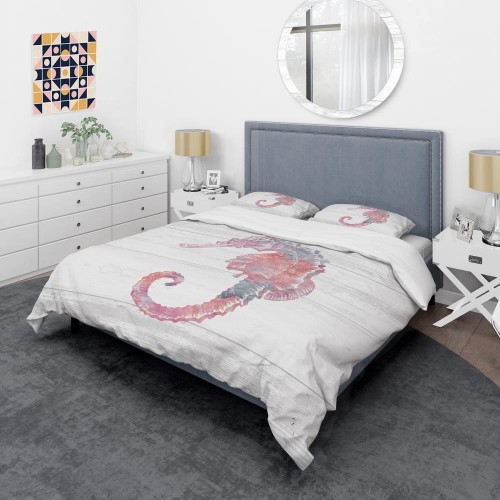 Bedding Sets| Designart 3-Piece Pink Queen Duvet Cover Set - WS00947