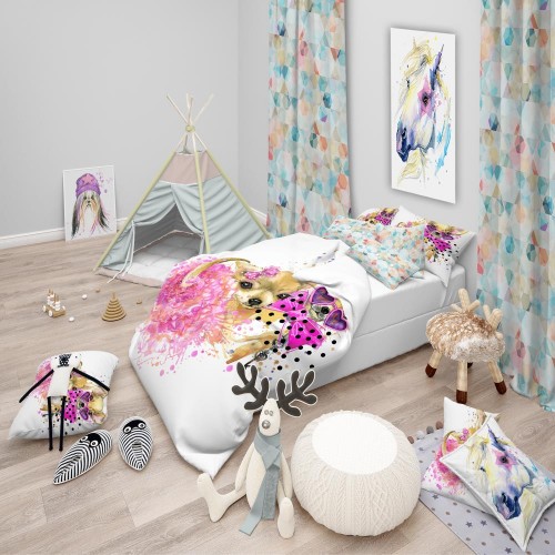 Bedding Sets| Designart 3-Piece Pink Twin Duvet Cover Set - ML05361