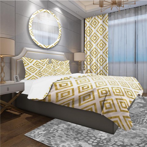 Bedding Sets| Designart 3-Piece Yellow Queen Duvet Cover Set - GK62517