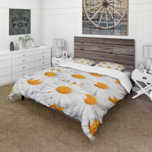 Bedding Sets| Designart 3-Piece Yellow Queen Duvet Cover Set - KL92963