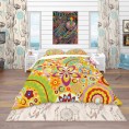Bedding Sets| Designart 3-Piece Yellow Twin Duvet Cover Set - AV65983