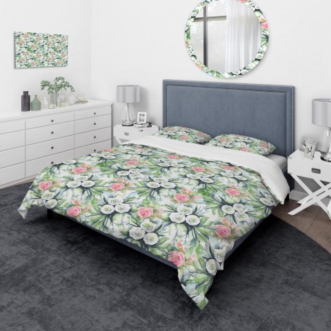 Bedding Sets| Designart Designart Duvet covers 3-Piece Green Queen Duvet Cover Set - QS68140