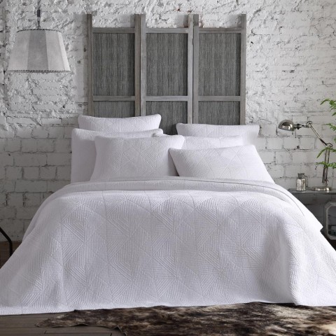 Bedding Sets| Estate Collection Origami 2-Piece White Twin Quilt Set - NU28220