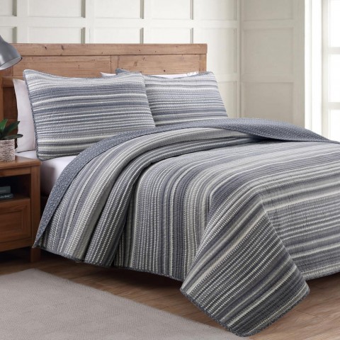 Bedding Sets| Estate Collection Taj 2-Piece Grey Twin Quilt Set - DG83285