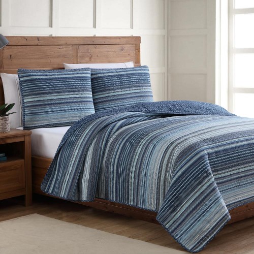 Bedding Sets| Estate Collection Taj 3-Piece Blue King Quilt Set - IT48820