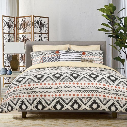 Bedding Sets| Explore 8-Piece Black, Cream, Spice Full/Queen Comforter Set - LY82262