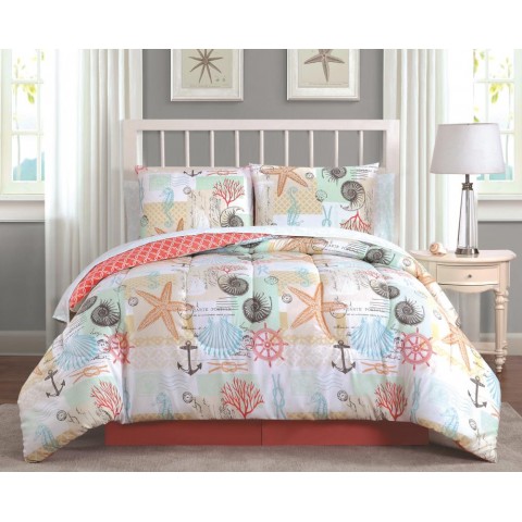 Bedding Sets| Geneva Home Fashion Belize 8-Piece Coral King Comforter Set - LT60729