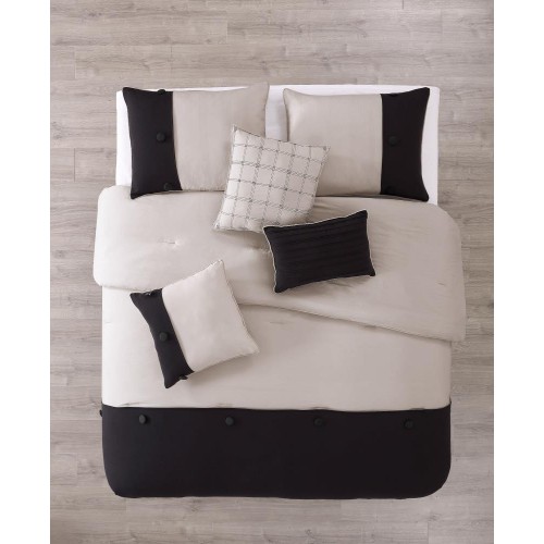 Bedding Sets| Geneva Home Fashion Tillman 6-Piece Taupe/Black King Comforter Set - II02468