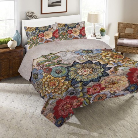 Bedding Sets| Laural Home Quilt set 3-Piece Multicolor/Cotton King Quilt Set - XM22218