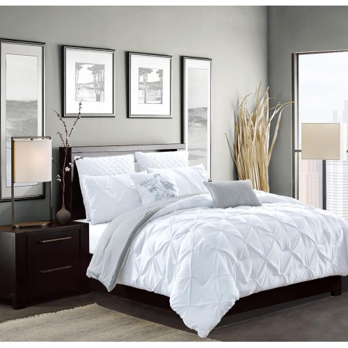 Bedding Sets| Olivia Gray Olympia 7-Piece Reversible Comforter Set 7-Piece White King Comforter Set - HT90602
