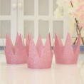 12 Pack Glitter Pink Birthday Party Crown Laurel Party Hats for Birthday Party Graduation Baby Shower and Wedding Anniversary