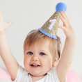 1st Birthday Crown Hat for Baby First Birthday Party Decor for Baby Show,Birthday Crown Cap for Baby LIGHT BLUE
