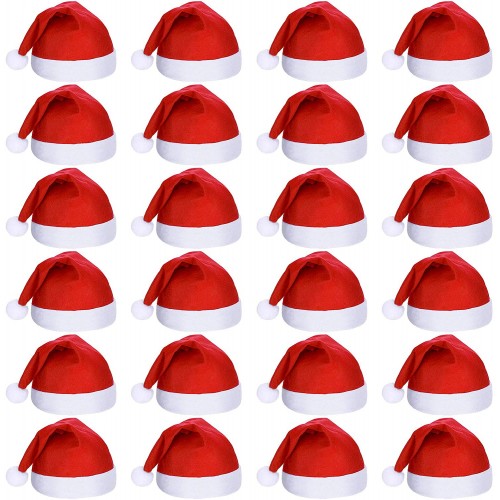 24 Pieces Christmas Non-woven Fabric Santa Claus Hat Xmas Santa Hats for Adult Christmas Party Supplies