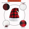 4 Pack Christmas Plaid Santa Hat Buffalo Christmas Hat for Adults Party Xmas Holiday Decoration
