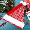 4 Pieces Christmas Hat Unisex Adults Santa Hats Glitter Sequin Christmas Hat White and Red Xmas Hats Snowflake Santa Hats Plush Fabric Hats for Adults Xmas Holiday Party Supplies Classic Style